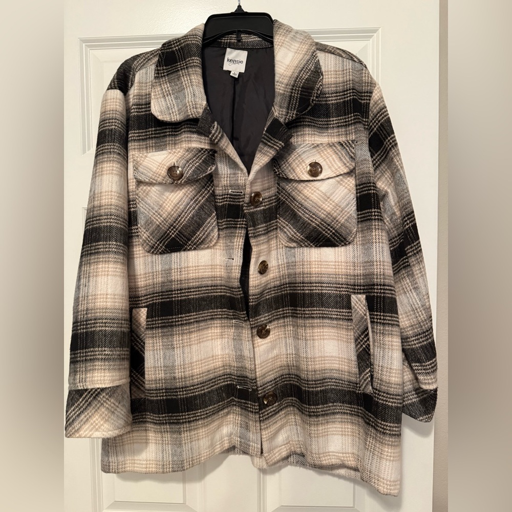Plaid Button-Up Coat